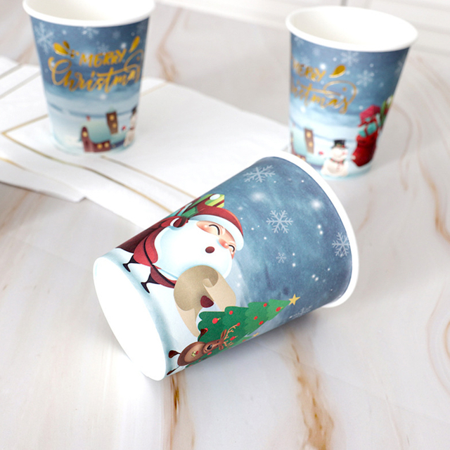 Merry Christmas Paper Plate Tableware Supplies Disposable Christmas Party Plates Dinnerware for Holiday New Year