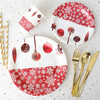 Red Christmas Ball Party Disposable Tableware Set Forks Knives Spoons Cups For Party Supplies