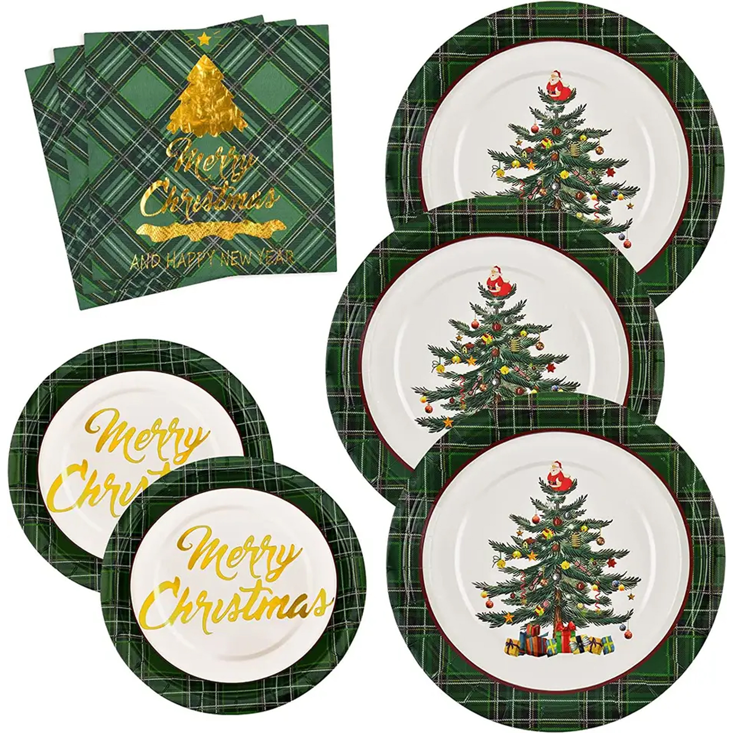 Share to Christmas themed party tableware Set Disposable high quality paper cups paper plates bronzing party supplies