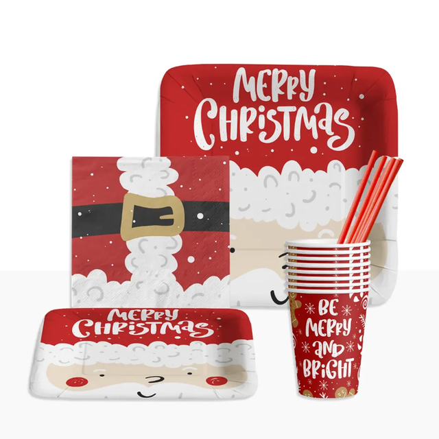 Christmas Disposable tableware set party supplies paper cup