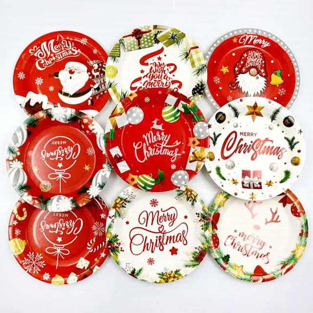 Custom Christmas Eco Friendly Biodegradable Compostable Plates Disposable Paper Pulp Plates