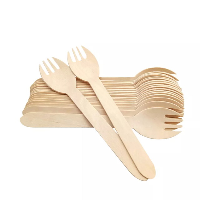 Eco-friendly Biodegradable Disposable Birch Wood Wooden Cutlery Spork