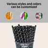 2025 Bulk Durable Paper Straws Biodegradable Straws Black and White Dots Reusable Drinking Straws