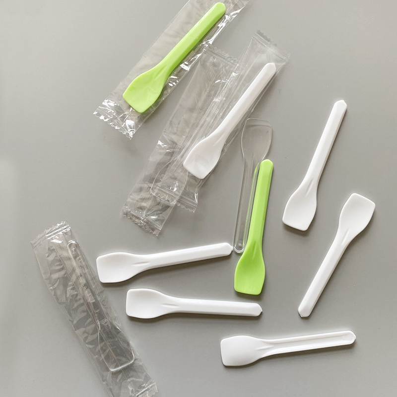 Individually Wrapped Cutlery Disposable Small Spoon Pla Colorful Ice Cream Tasting Spoons for Party