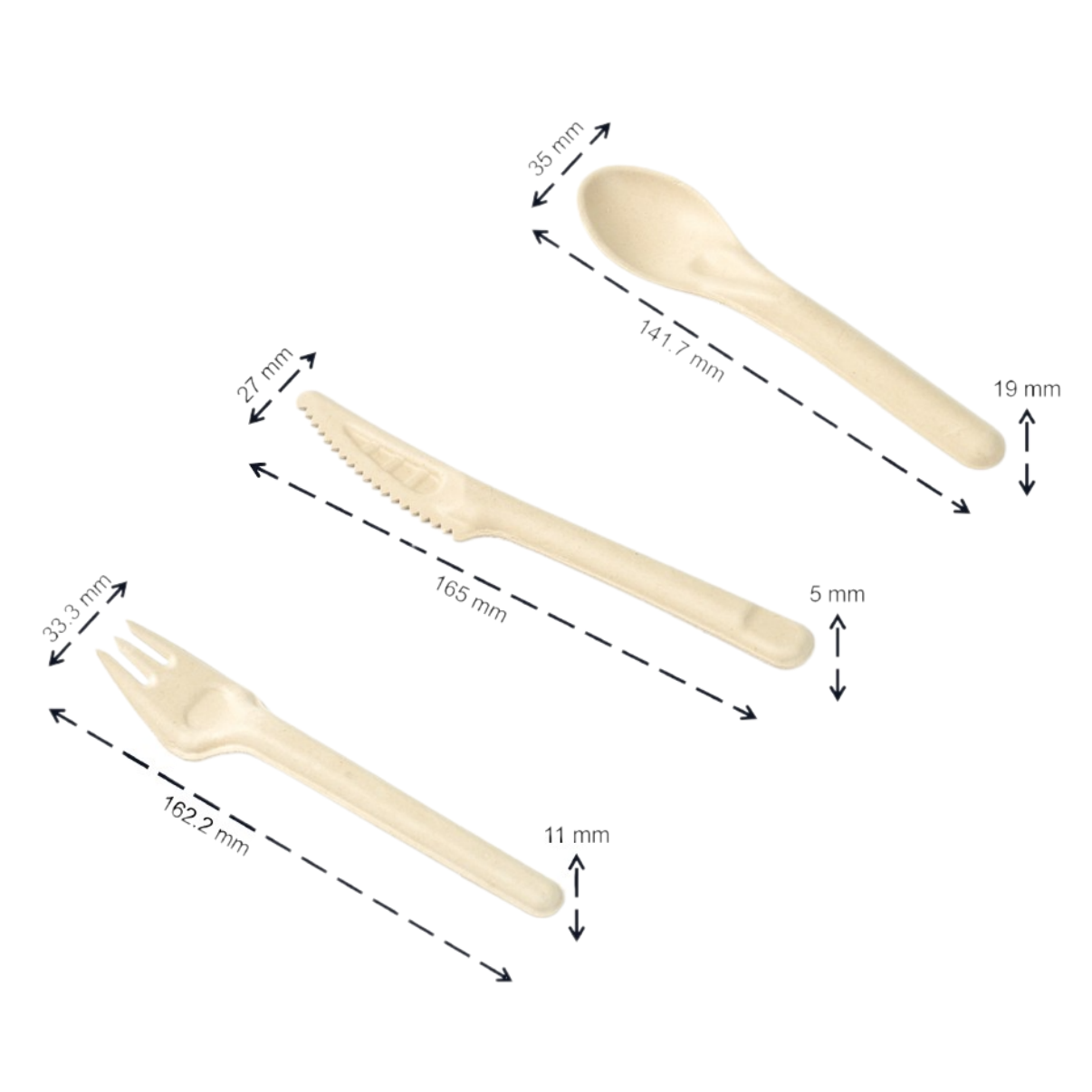 Sugarcane Spoon Fork Knife Biodegradable Bagasse Pulp Disposable Cutlery for Party