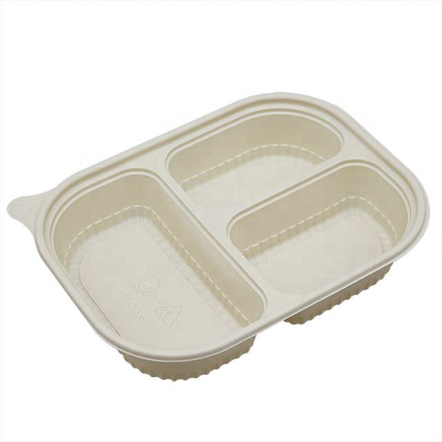 Biodegradable Cornstarch Meal BoxTakeout Food Box Three Compartment Box