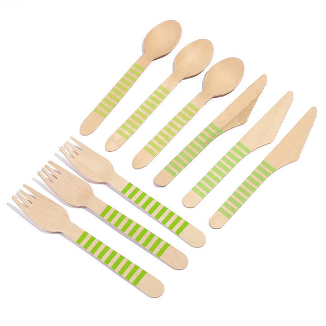 Biodegradable Wooden Disposable Cutlery Sets Knife Spoon Fork Wholesale Custom