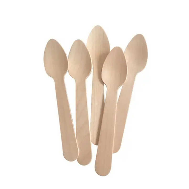 Disposable Fancy Ice Cream Spoon Birch Wooden Spoon Tableware Serving for Yogurt Cake