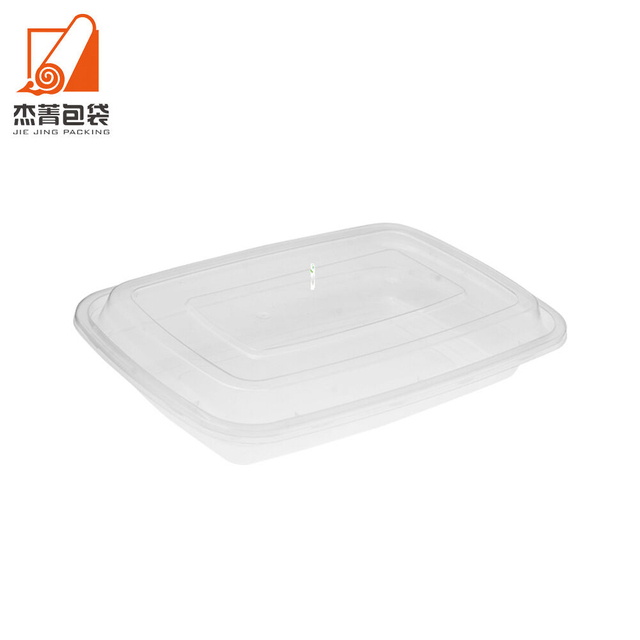 650ML Disposable Clear Black Rectangle Plastic Food Container Accept Custom LOGO Printing Takeaway Plastic Boxes for Lunch