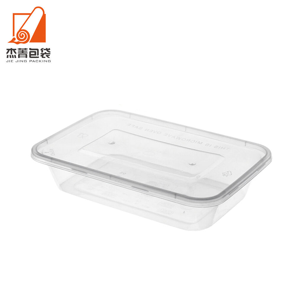 Disposable Food Container Rectangular Takeaway Transparent Black Fast Food Lunch Box Thickened Plastic Box With Lid