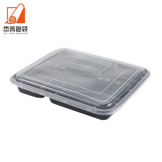 Disposable Rectangular PP Plastic Lunch Box Thickened Four Compartment Food Grade Container for Fast Food Takeaway Packaging