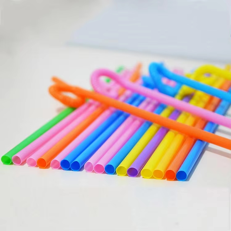 PP Disposable Bendable Straws Brightly Colored 6mm Plastic for Camping and Restaurants Party Function Beverages