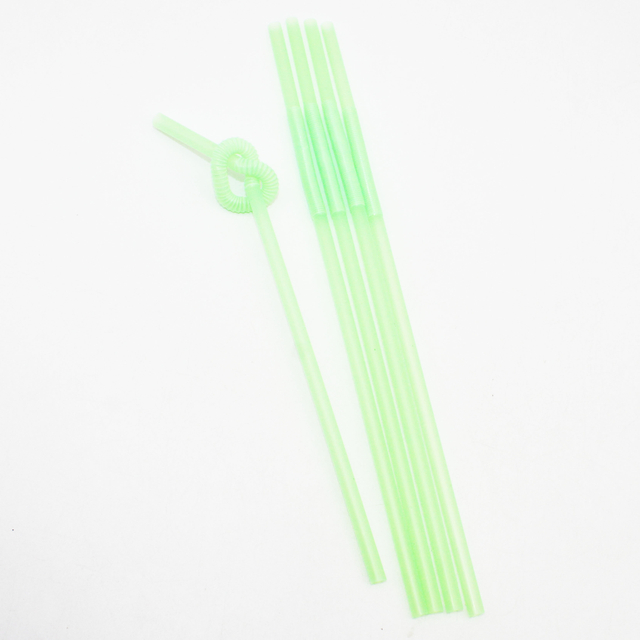 Flexible Disposable Plastic Drinking Straws Long Colorful Disposable Bendy Party Fancy neon green Straws