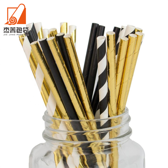 Factory Supplier Price Paper straw Biodegradable striped metal paper straw