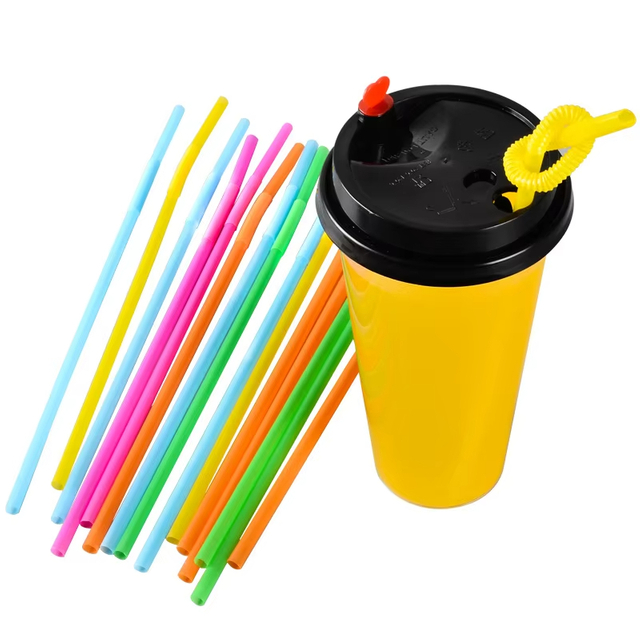 Disposable retractable PP plastic color bendable elbow straw Drink juice straw