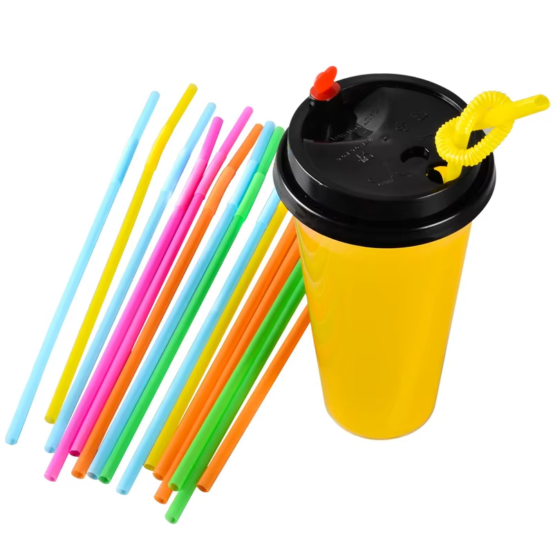 Disposable retractable PP plastic color bendable elbow straw Drink juice straw