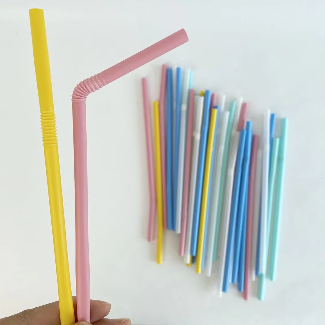 Custom size PLA Bendable Straws Colorful Disposable Flexible Drinking Straws Compostable Biodegradable Party Straws Free samples