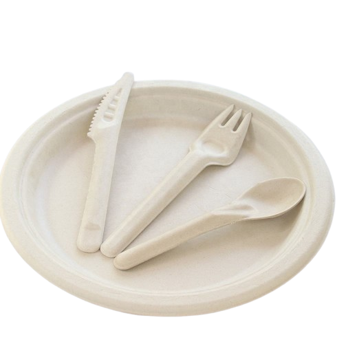 Biodegradable Compostable Sugarcane Bagasse Paper Flatware Fiber Pulp Fork Knife Spoon Cutlery