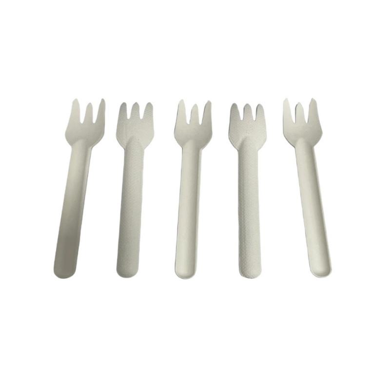 Environmentally friendly disposable biodegradable tableware set pulp fruit fork steak knife soup spoon party dining