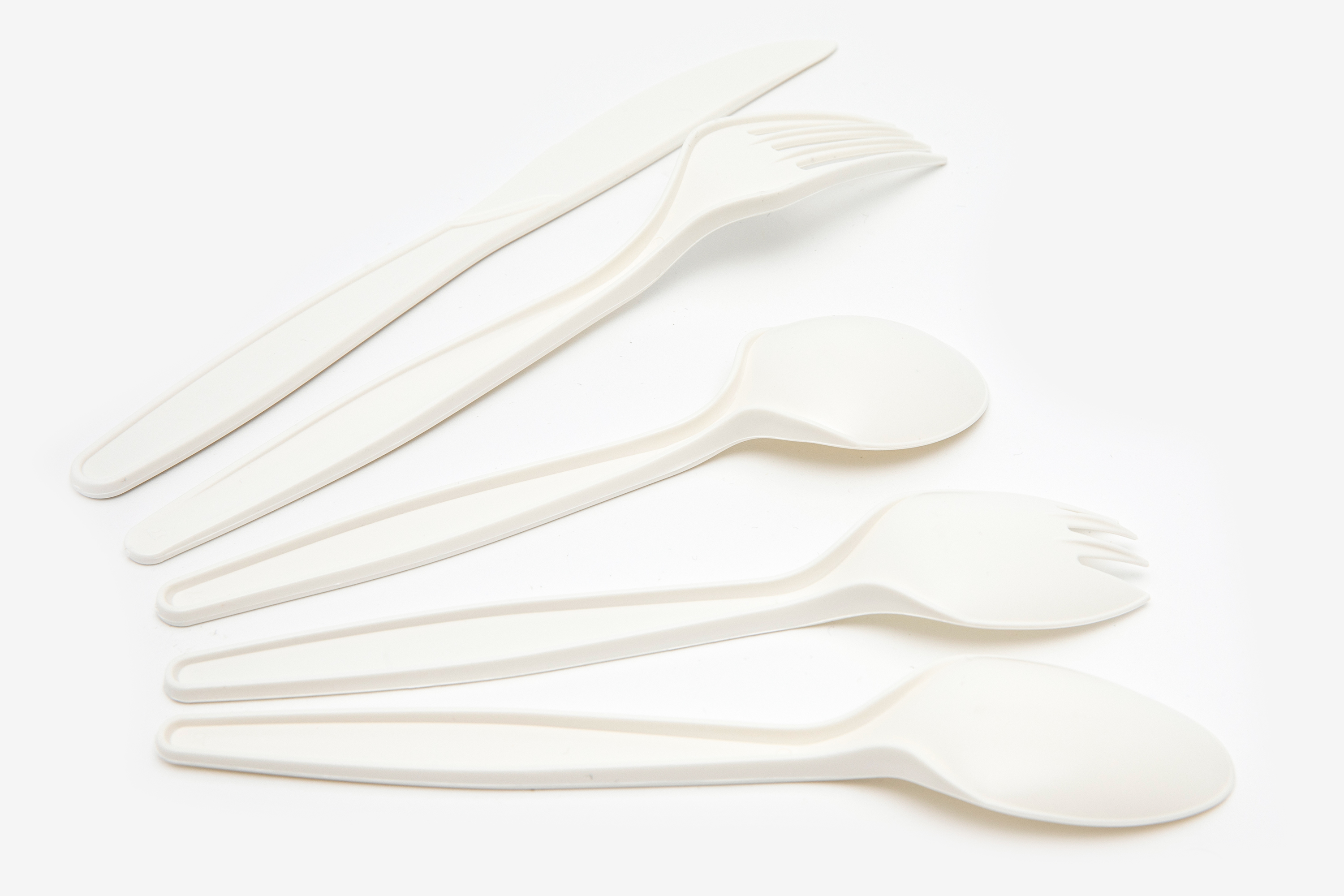 Disposable Cornstarch Biodegradable Cutlery 7inch Cornstarch Cutlery Flatware Knife Fork Spoon