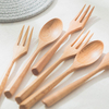 wholesale restaurant student portable natural beech bamboo wooden knife fork spoon flatware cutlery set for travel
