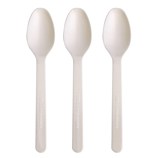 Compostable Disposable Cornstarch Spoon Fork Knife Custom Wrapped Biodegradable CPLA Cutlery