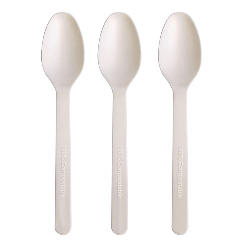 Compostable Disposable Cornstarch Spoon Fork Knife Custom Wrapped Biodegradable CPLA Cutlery