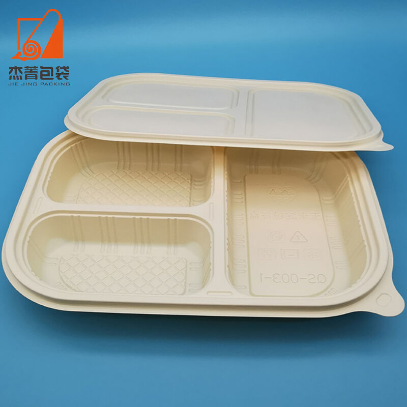 Eco-Friendly Corn Starch Food Packaging Biodegradable Tray Catering And Canteen Disposable 3 Compartment Food Box