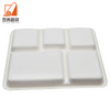 Wholesale Disposable White 5 Compartment Rectangular Sugarcane Pulp Bagasse Oval Tray