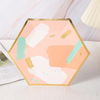 Quality supplier Custom hexagonal colored disposable gold-plated paper plates can be used to decorate parties