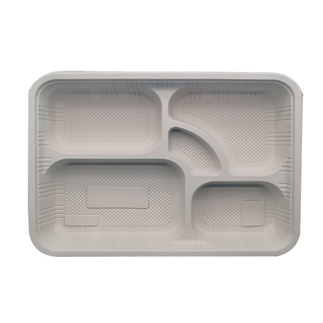 Eco-friendly Biodegradable 5 Compartment Takeaway Lunch Box Disposable Cornstarch Bento Box for Restaurant