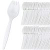 White Disposable Sporks Compostable Eco-Friendly and Kid-Safe 2-in-1 Utensils Built Strong to Last Large Meals