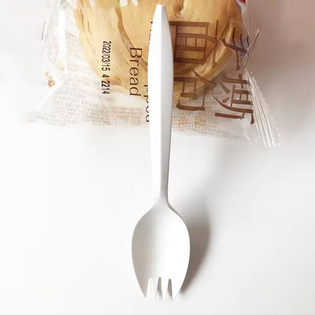 Custom Accepted Wholesale Eco Friendly Biodegradable Cutlery Disposable Cornstarch Spoon Spork