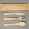 Wholesale Custom Packaging Disposable Bamboo Wooden Plastic Cutlery Sets for Restaurant