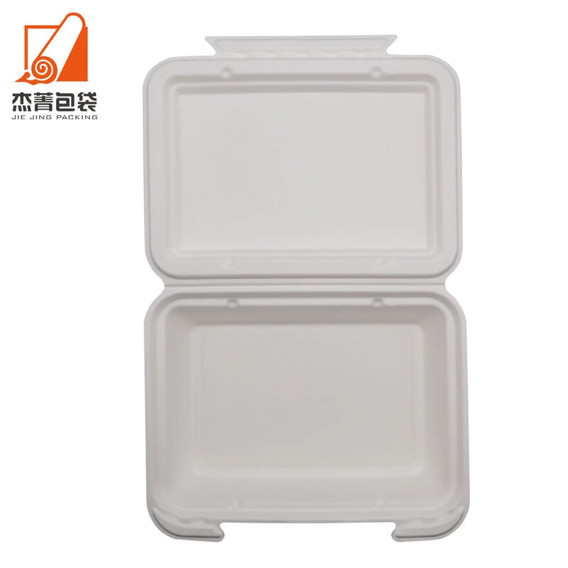 Compostable dishware take away food container for restaurant, restaurant take away boxes, 9*6 inch bagasse lunchbox