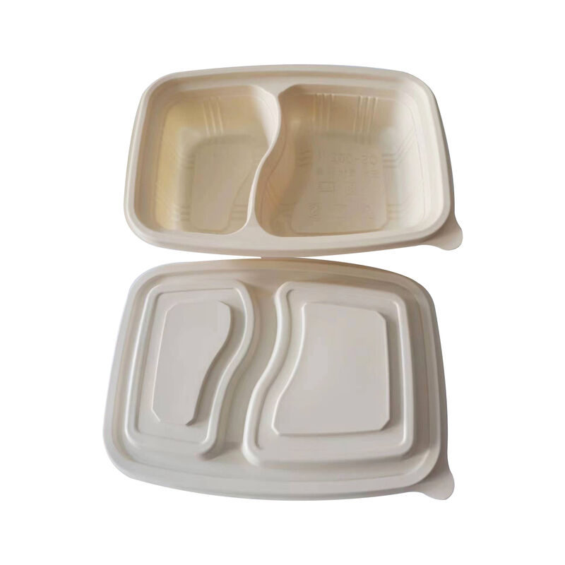 Cornstarch meal box food Lunch box with lid Biodegradable food box 2 Disposable food containers