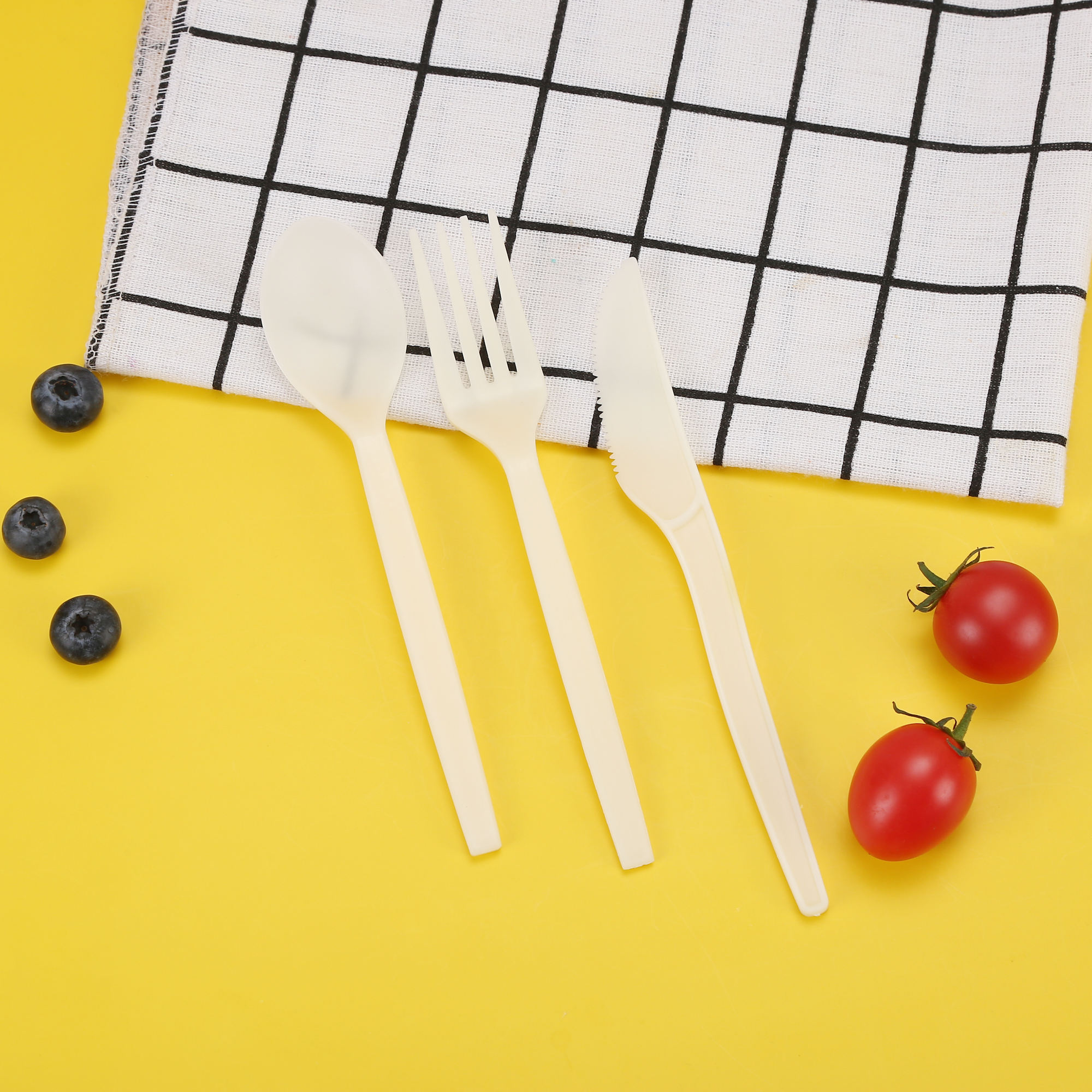 Custom logo Natural biodegradable Chinese tableware Portable tableware set biodegradable cornstarch spoons