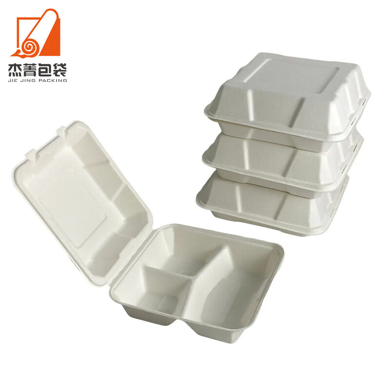 Fast food takeaway boxes biodegradable meal prep lunch box sugarcane pulp food containers