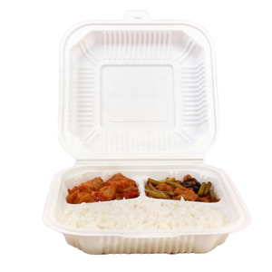 Umwelt freundliche Fire Chicken Box 3 Fach 8 Zoll Clam shell Einweg-Fast-Food-Behälter zum Mitnehmen