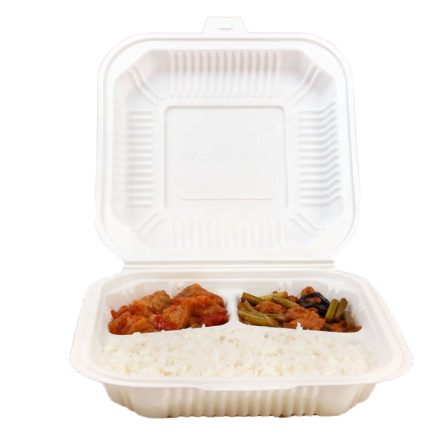 Umwelt freundliche Fire Chicken Box 3 Fach 8 Zoll Clam shell Einweg-Fast-Food-Behälter zum Mitnehmen