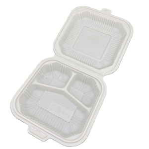 Kompost ierbare mikrowellen geeignete Maisstärke in Lebensmittel qualität 8 Zoll 3-fach Lunch Clam shell Box zum Mitnehmen