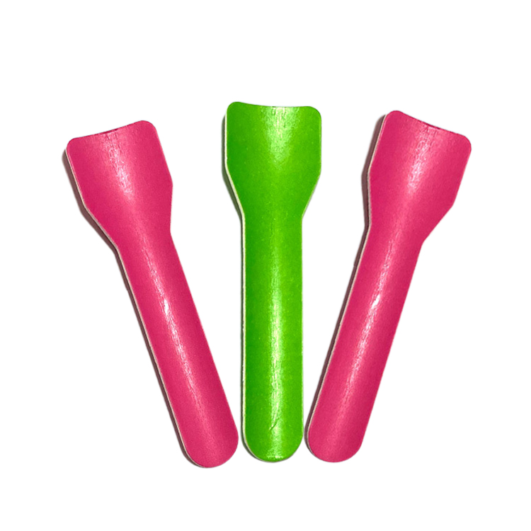 Disposable Paper Ice Cream Spoon Mini Disposable Paper Ice Cream Scoop Colored