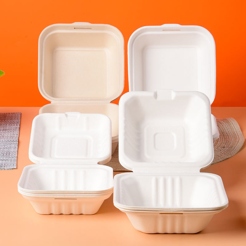 Sugar cane tableware disposable biodegradable tableware lunch box food pulp box