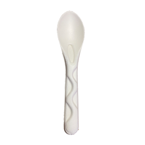 Wholesale Disposable Biodegradable Heavy Duty Utensils Ice Cream Spoon Sugarcane Bagasse Paper Pulp Disposable Spoon