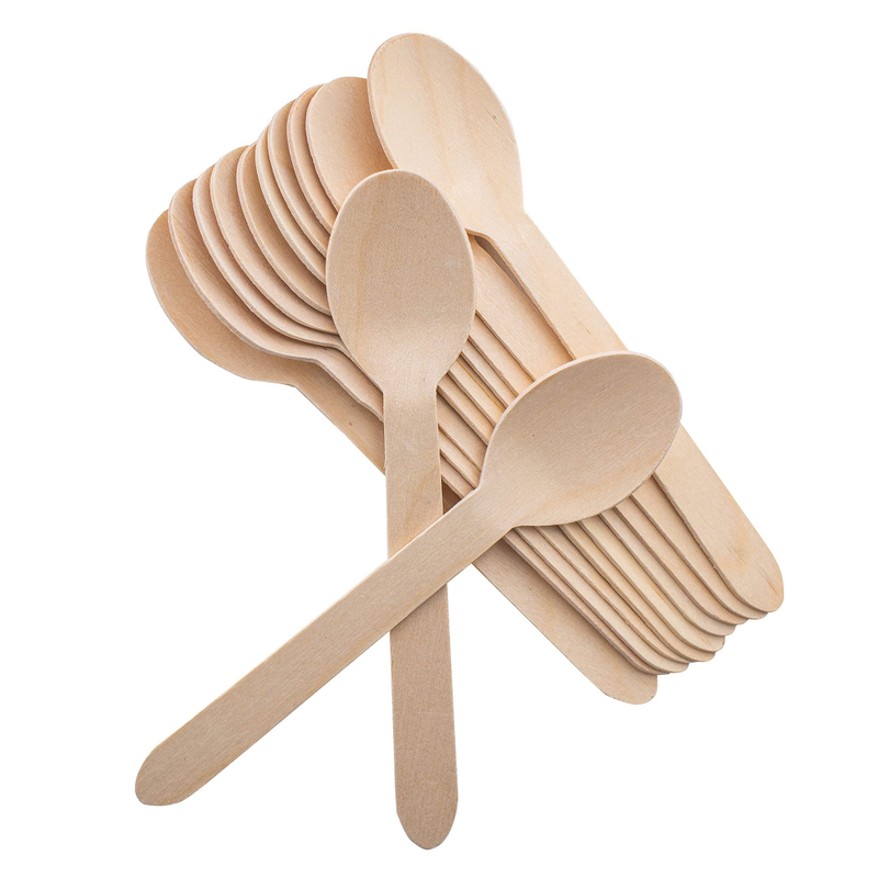 Benutzer definierte umwelt freundliche 140mm Birke Holz gabel Löffel Set Cut Steak Einweg besteck Biologisch abbaubarer natürlicher 6,3 Zoll Holz löffel