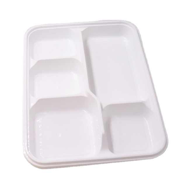 5 Dividers Microwave LeakProof Stackable Disposable Plastic to Go Containers Catering Meal Trays With Lids