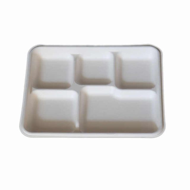 Disposable Bagasse Biodegradable Sugarcane Compartment Disposable Fast Food Tableware Tray