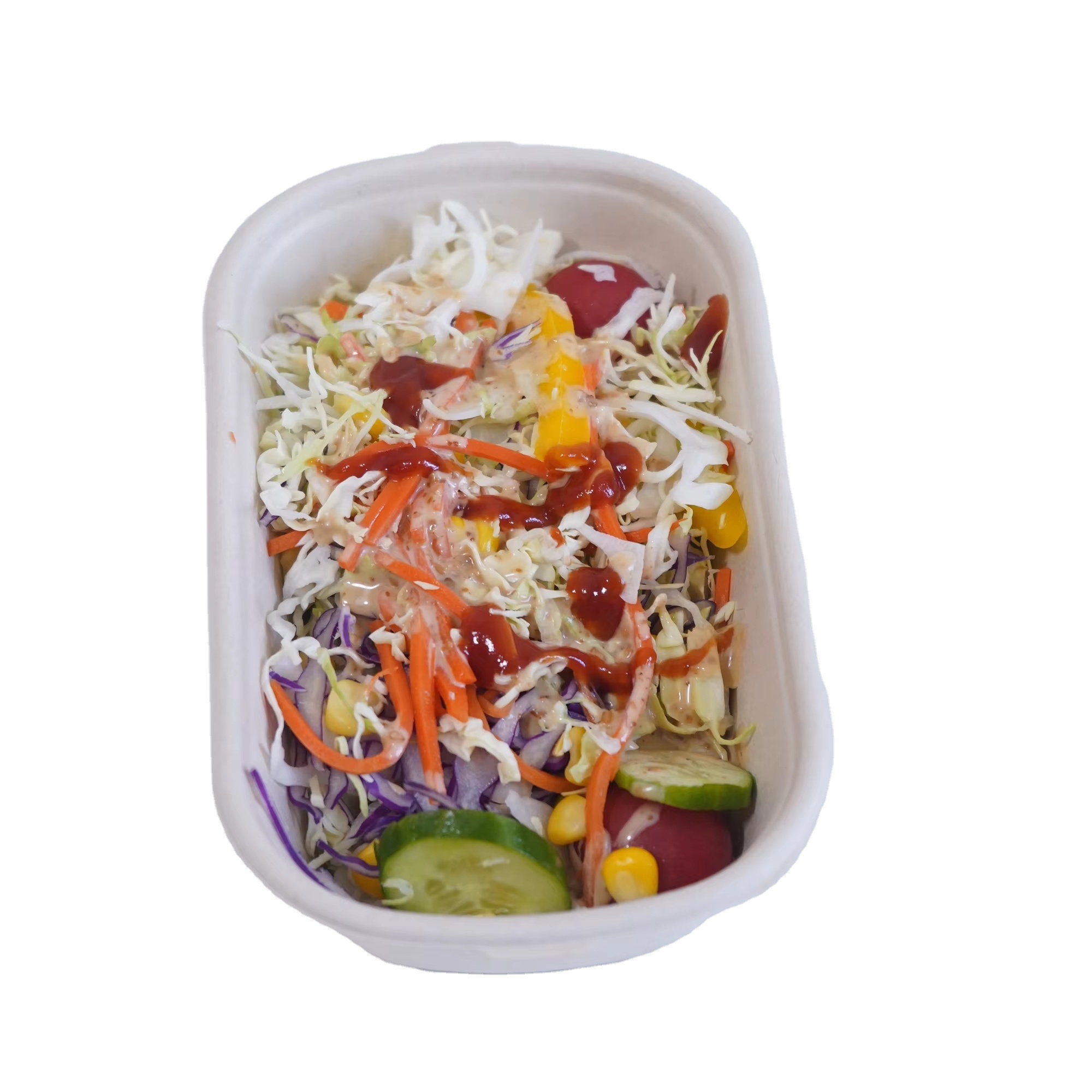 Eco-Friendly 9*6\" Disposable Sugarcane Biodegradable Lunch Box Container 2 Compartment Bagasse Clamshell Sustainable