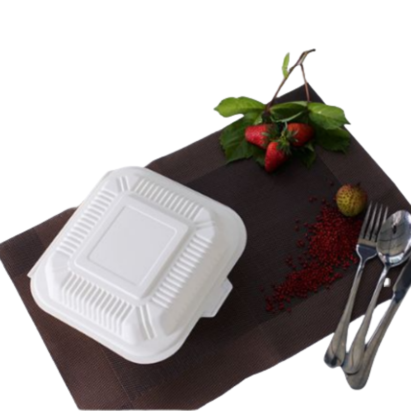 100% Biologisch Abbaubares Kompost Ier Bares Scharnier Clam Shell Lunch Box Einweg-Maisstärke-Lebensmittel Verpackungs Behälter