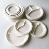  Divided Bagasse Plate White Round Fiber Plate Sugarcane Dinner Plate Food Container